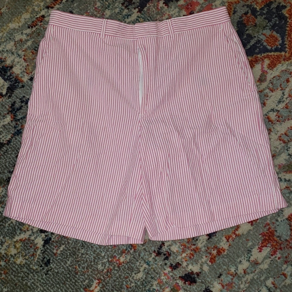 Men's Berle Pink and White Seersucker Shorts